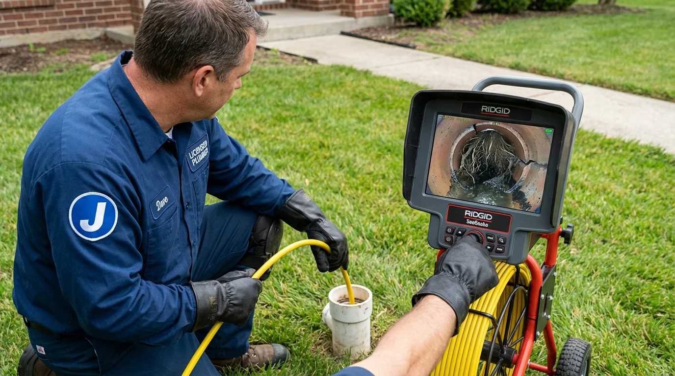 Sewer camera inspection being performed by Johns Plumbing LLC in Stacy