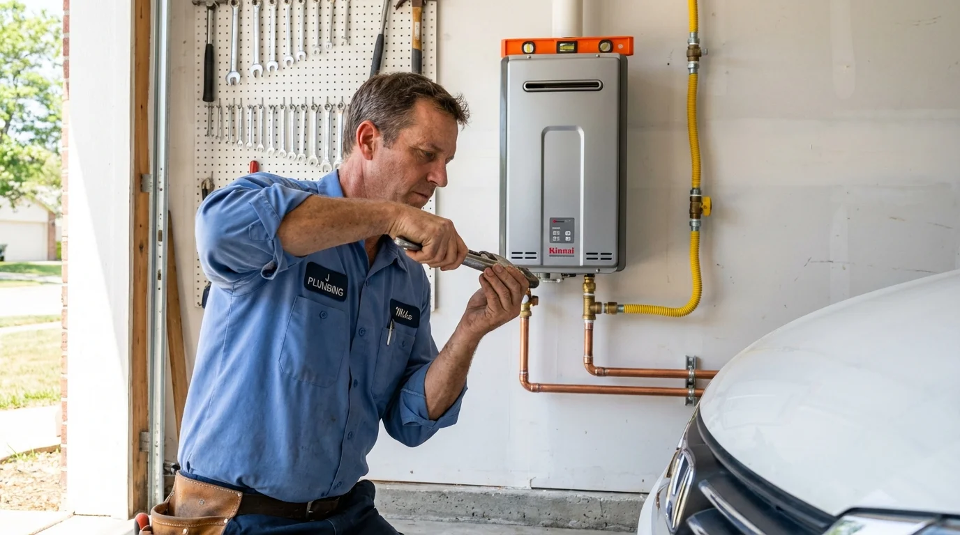 Tankless water heater installation by a Johns Plumbing LLC plumber in Stacy